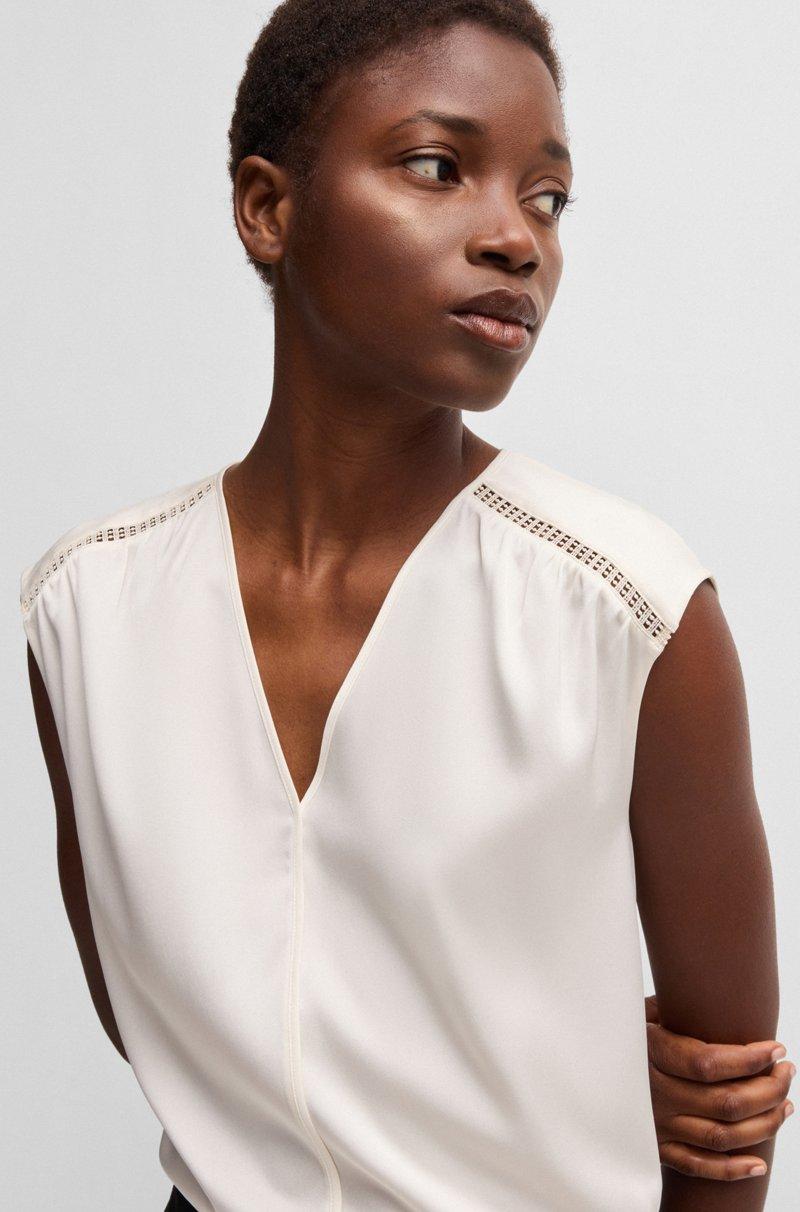 Hugo Boss Blusa Sin Mangas En Satén De Seda Elástica