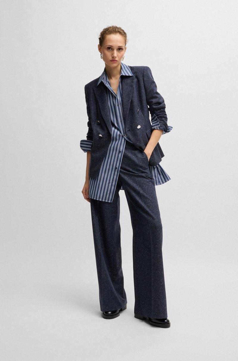 Hugo Boss Blusa Slim Fit De Algodón A Rayas Con Monograma