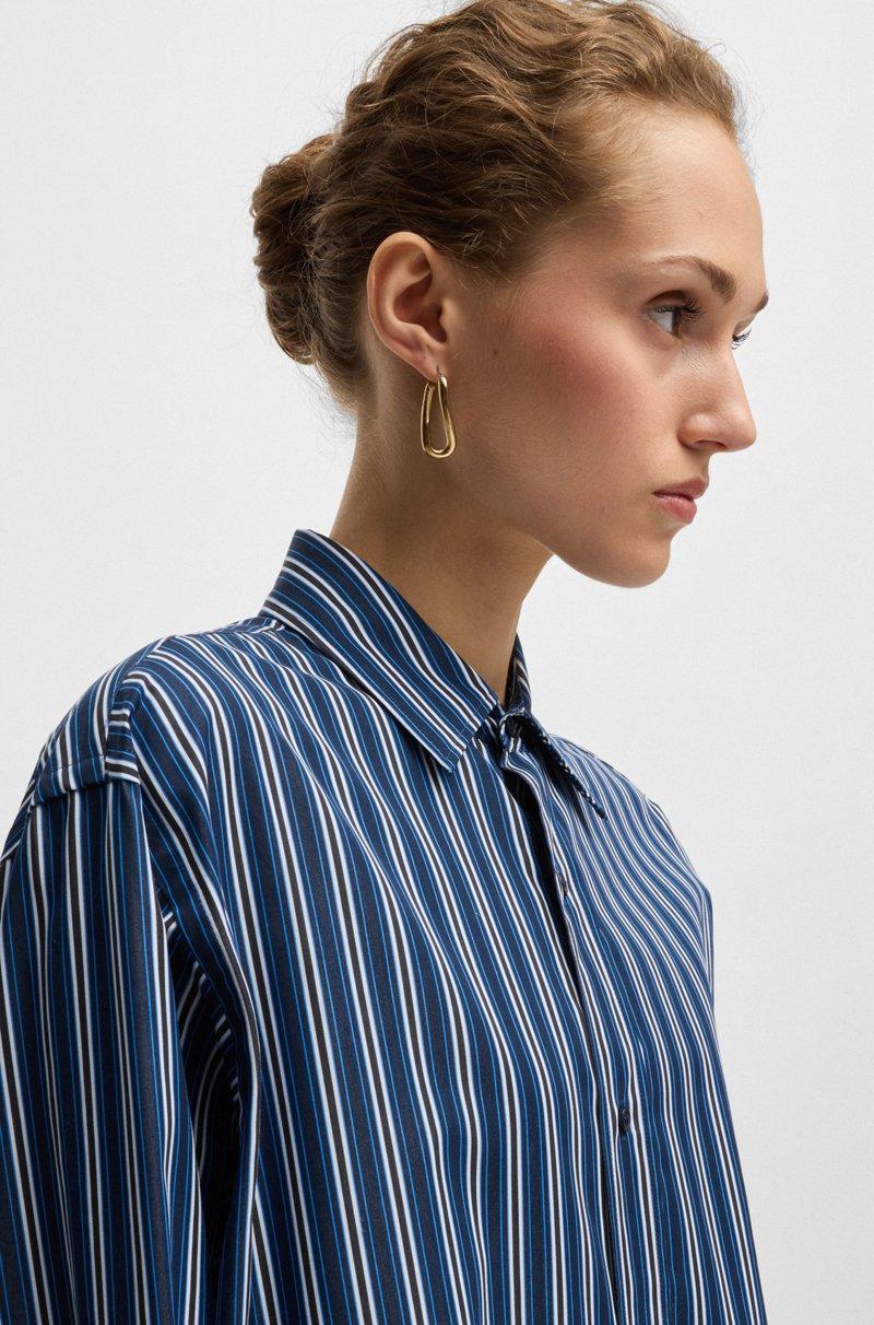 Hugo Boss Blusa Slim Fit De Algodón A Rayas Con Monograma