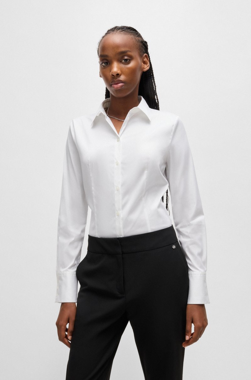 Hugo Boss Blusa slim fit en popelín de planchado fácil