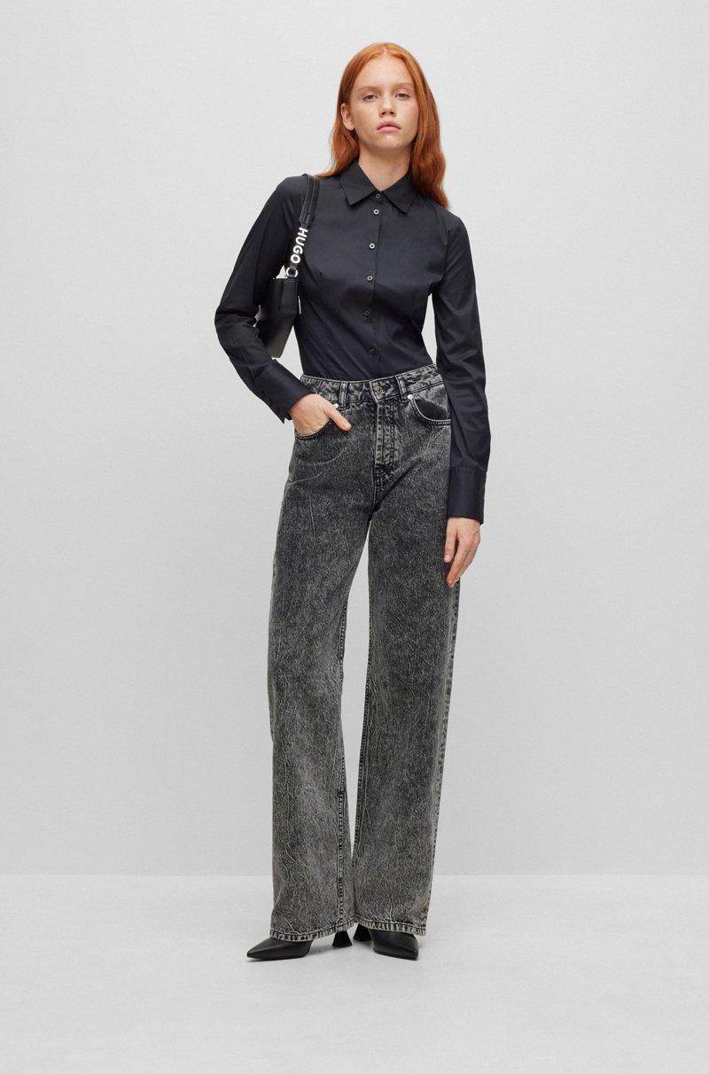 Hugo Boss Blusa Slim Fit En Popelín De Planchado Fácil