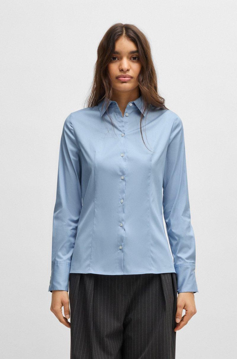 Hugo Boss Blusa slim fit en popelín de planchado fácil