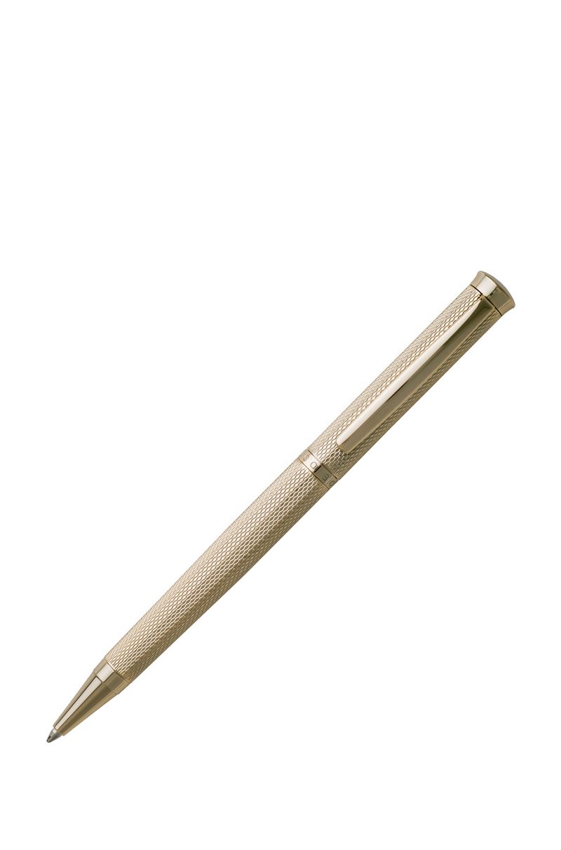 Hugo Boss Bolígrafo de tono dorado con acabado grabado a rombos