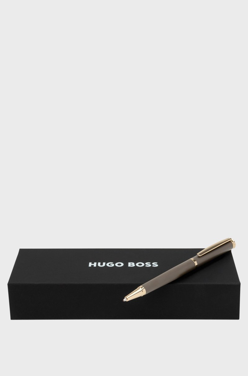 Hugo Boss Bolígrafo Gris Topo Con Detalles En Tono Dorado
