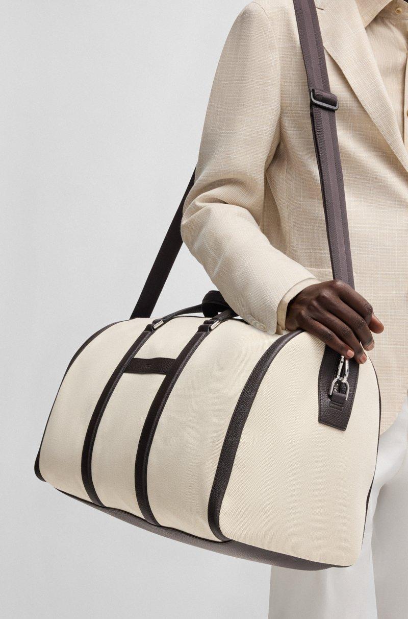 Hugo Boss Bolsa De Viaje De Lona Con Apliques De Piel