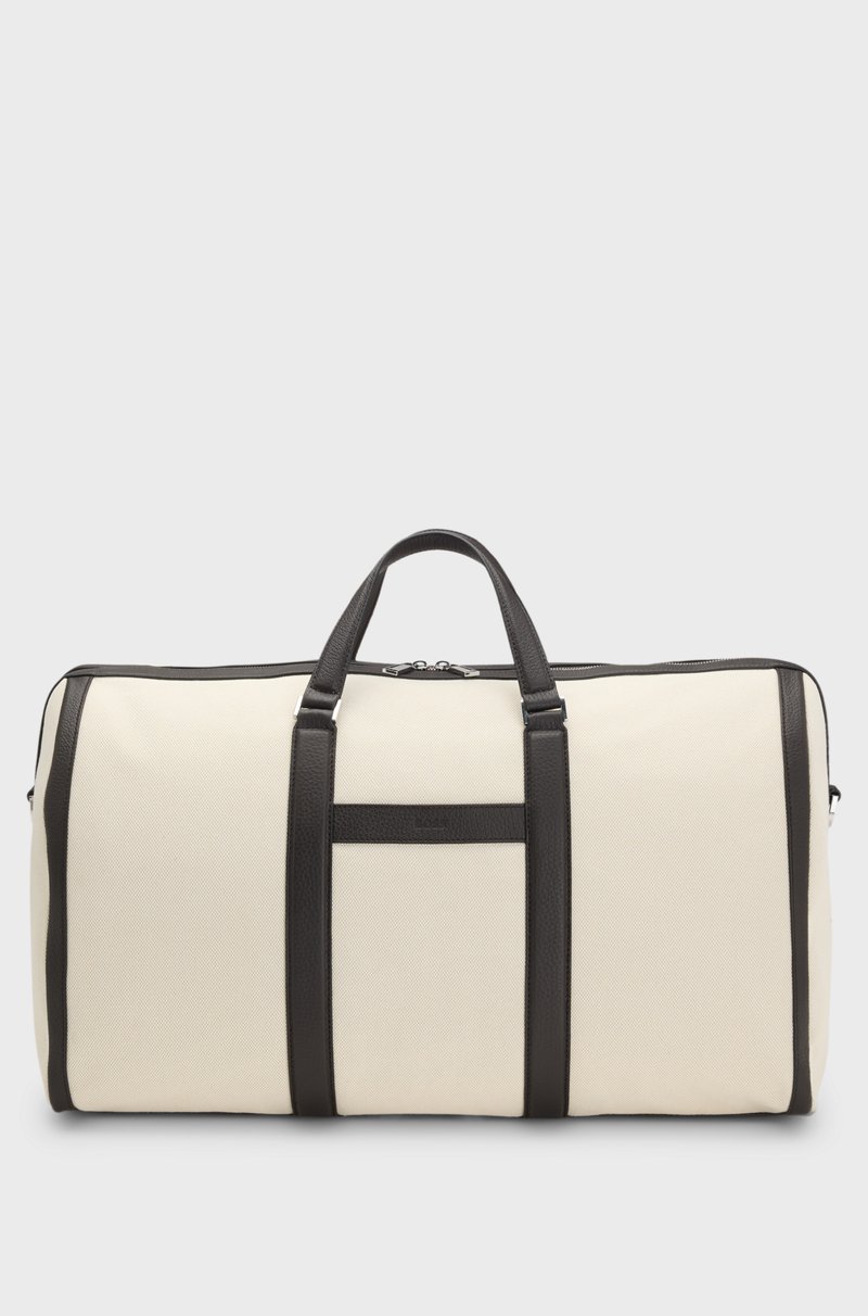 Hugo Boss Bolsa de viaje de lona con apliques de piel Hugo Boss Bolsa de viaje de lona con apliques de piel
