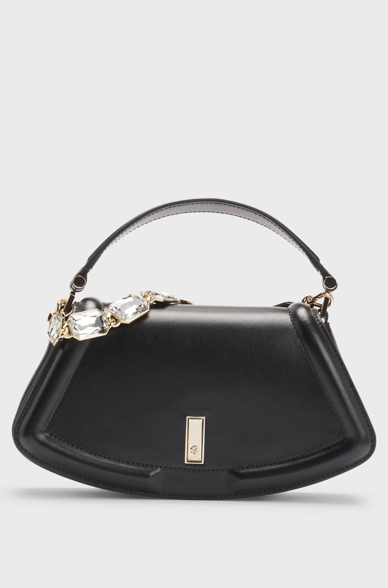 Hugo Boss Bolso bandolera Ariell de piel mate con correa de piedras preciosas