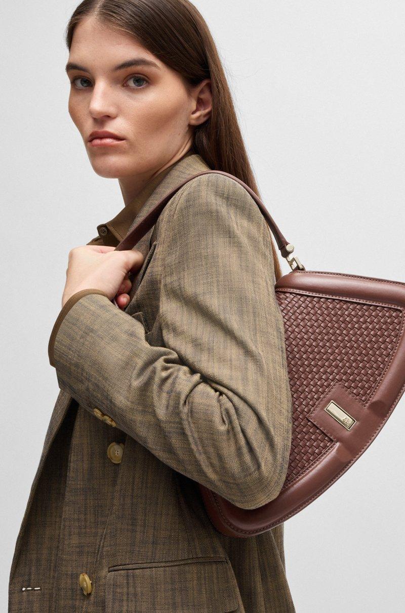 Hugo Boss Bolso Bandolera Ariell De Piel Tejida Mate