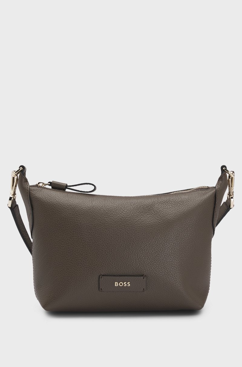 Hugo Boss Bolso bandolera de piel granulada con letras de logo