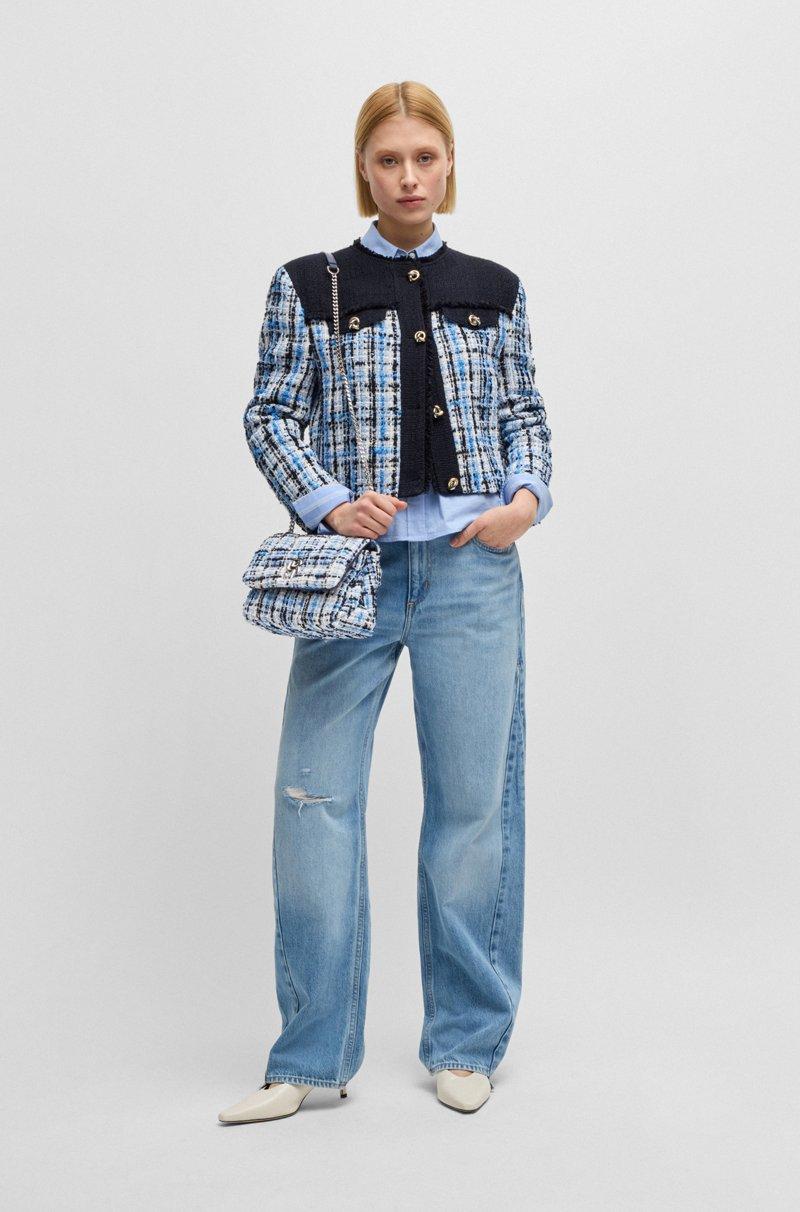 Hugo Boss Bolso Bandolera De Tweed Multicolor Con Monograma Double B