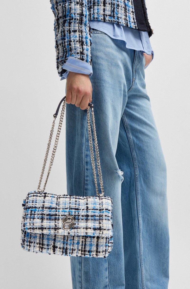 Hugo Boss Bolso Bandolera De Tweed Multicolor Con Monograma Double B