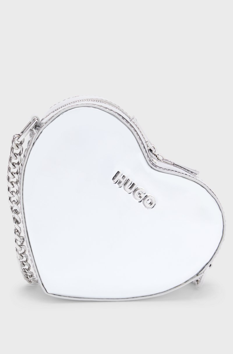 Hugo Boss Bolso de bandolera con forma de corazón en material plateado