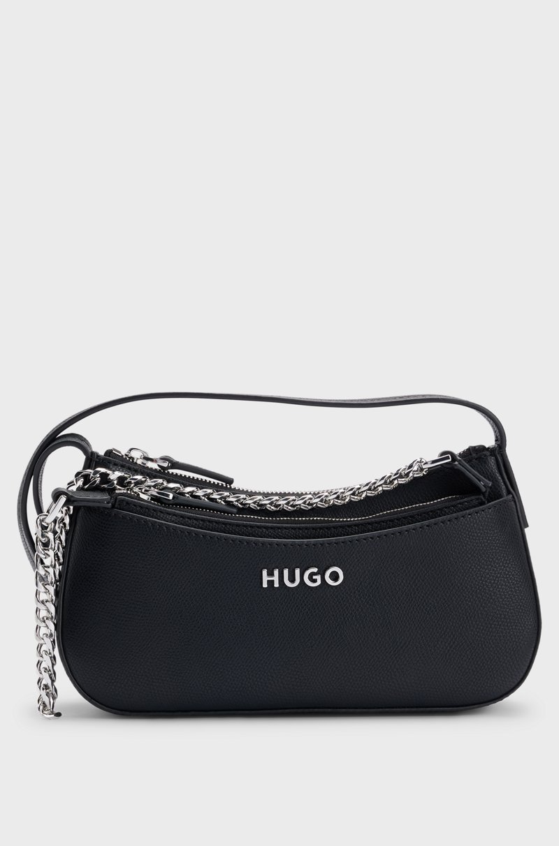 Hugo Boss Bolso de bandolera de piel sintética con ribetes de logos y bolso de mano desmontable