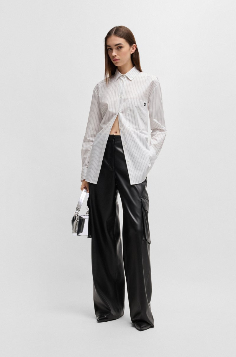 Hugo Boss Bolso De Mano Plateado Brillante Con Asa Adornada Con Logo