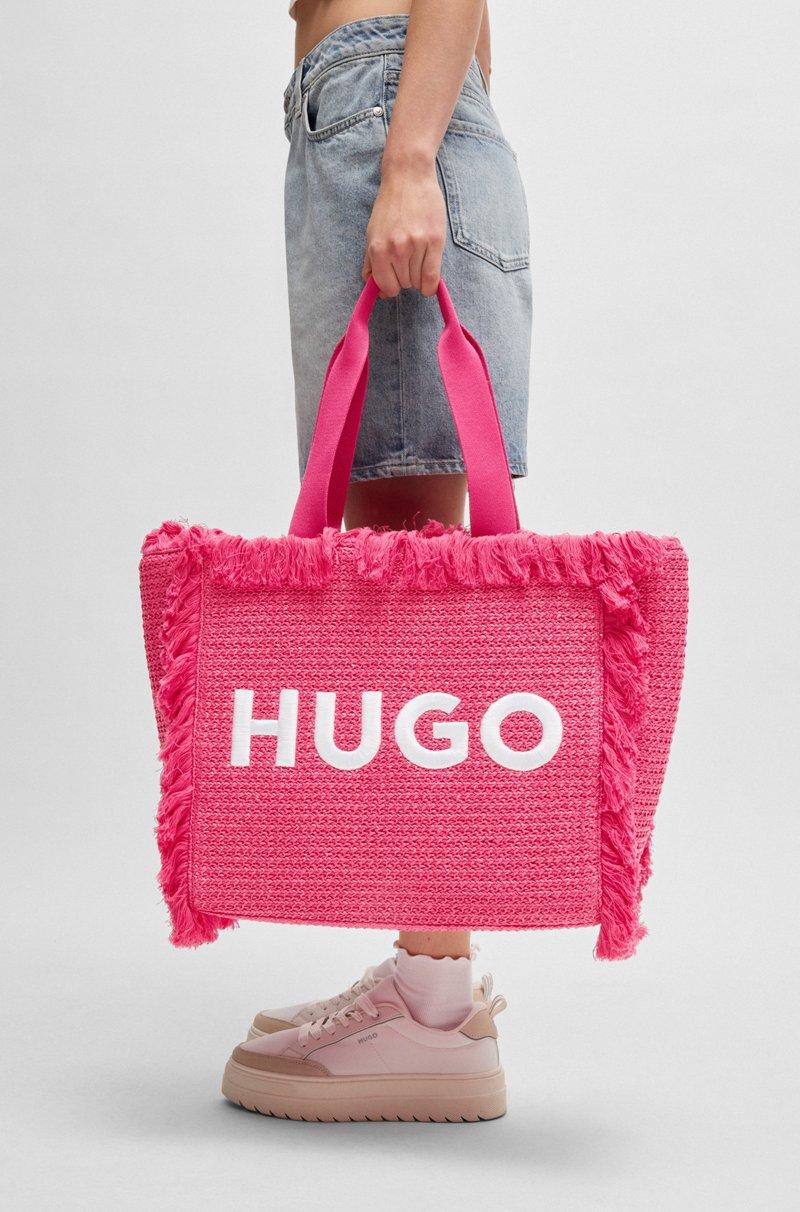 Hugo Boss Bolso Tote Con Efecto De Rafia Y Logo Bordado Con Ribetes De Flecos