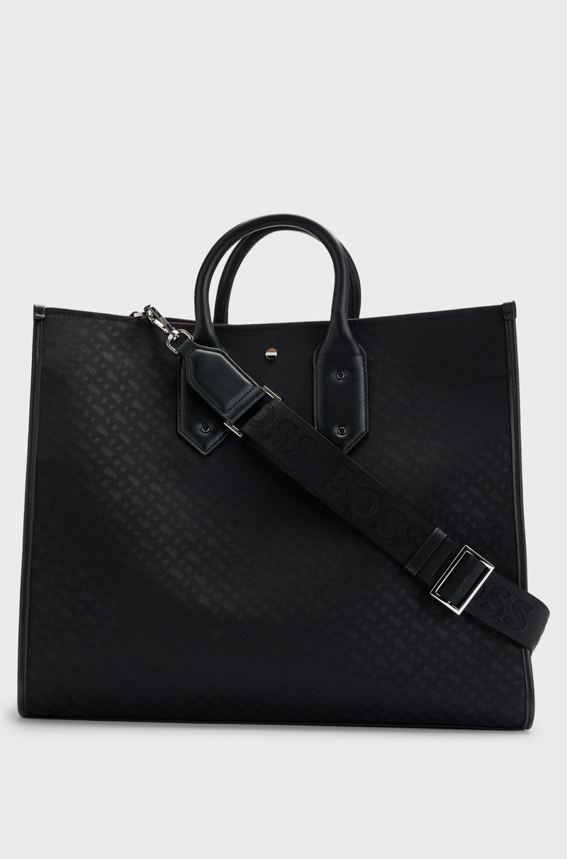 Hugo Boss Bolso Tote En Denim Con Monograma En Jacquard