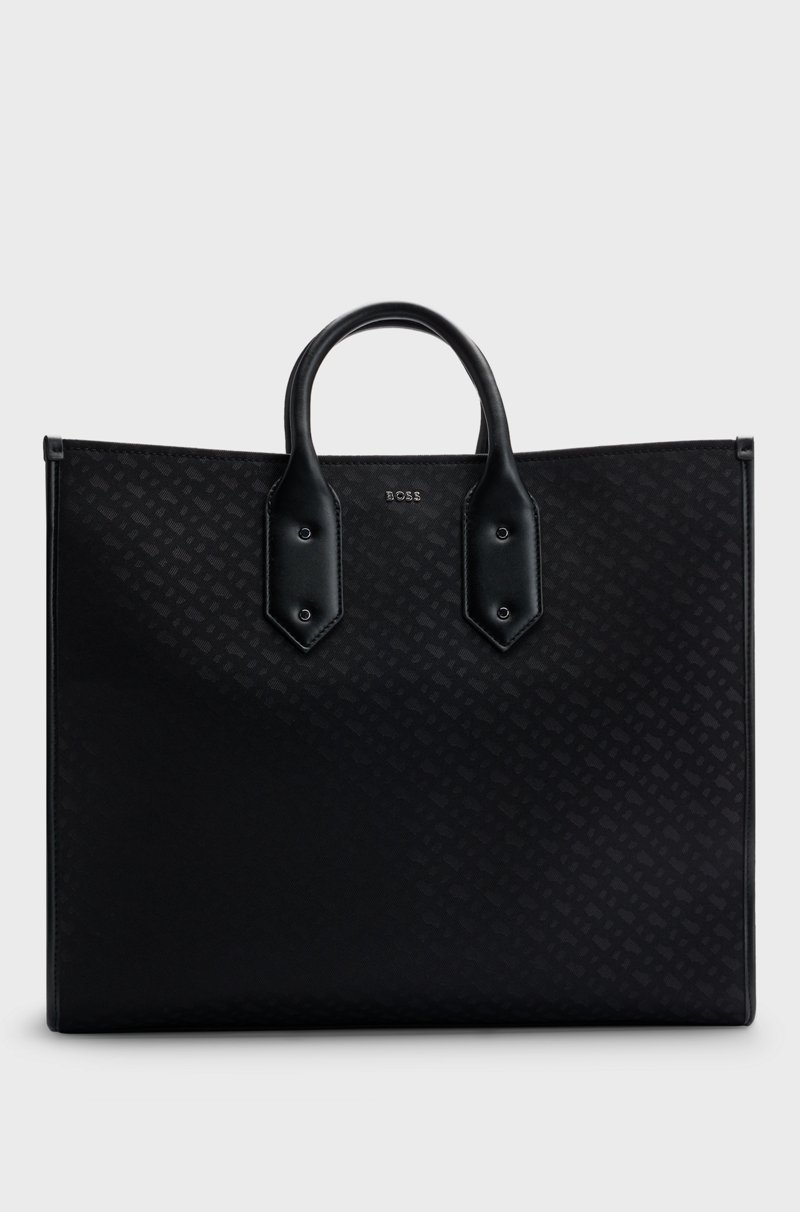 Hugo Boss Bolso tote en denim con monograma en jacquard