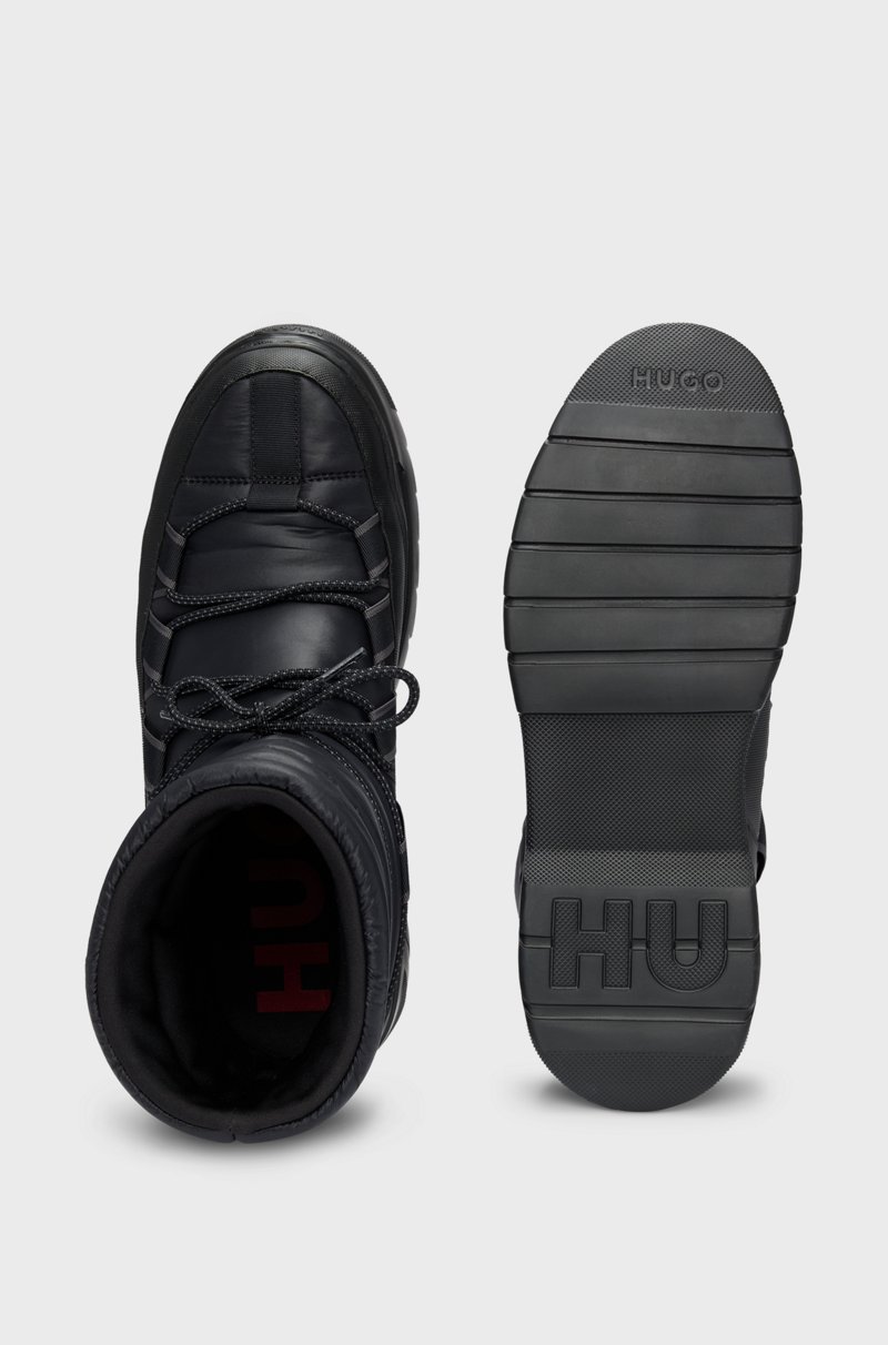 Hugo Boss Botas Con Cordones En Mezcla De Materiales Con Suela De La Marca