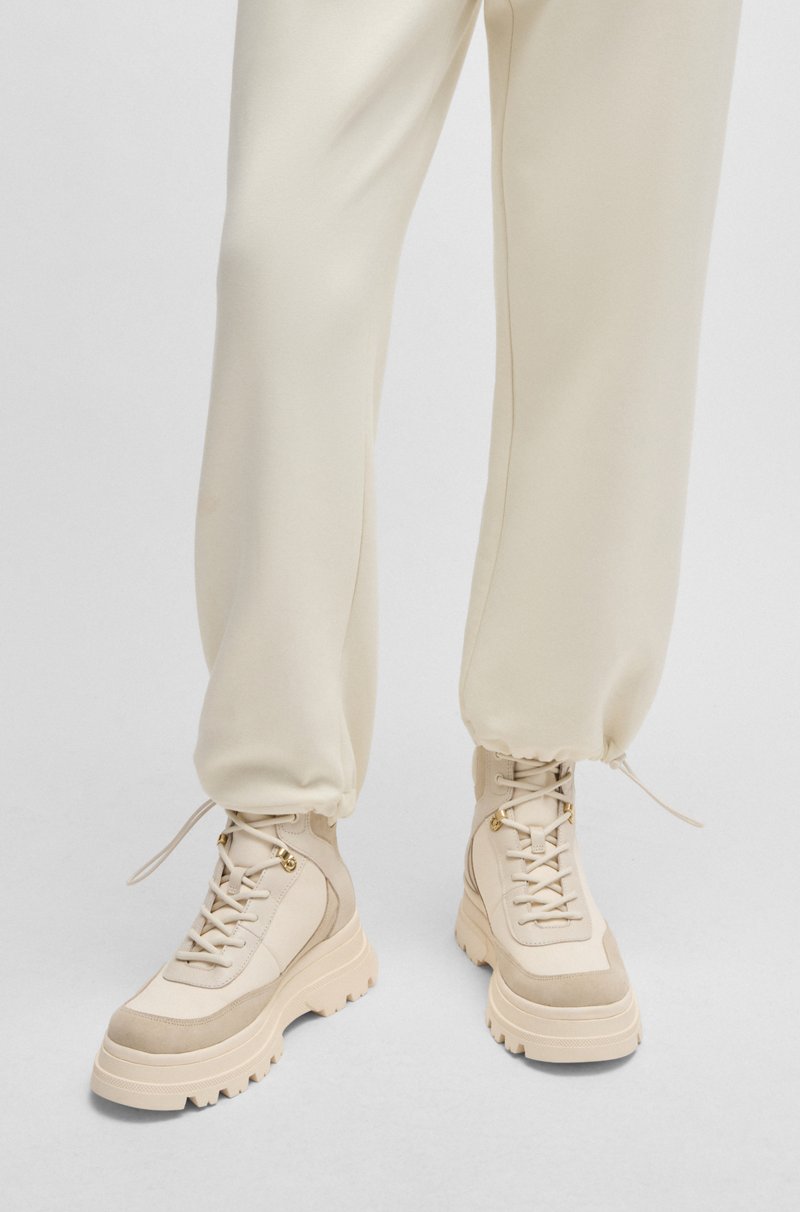 Hugo Boss Botas De Piel Con Cordones Y Ribetes En Contraste