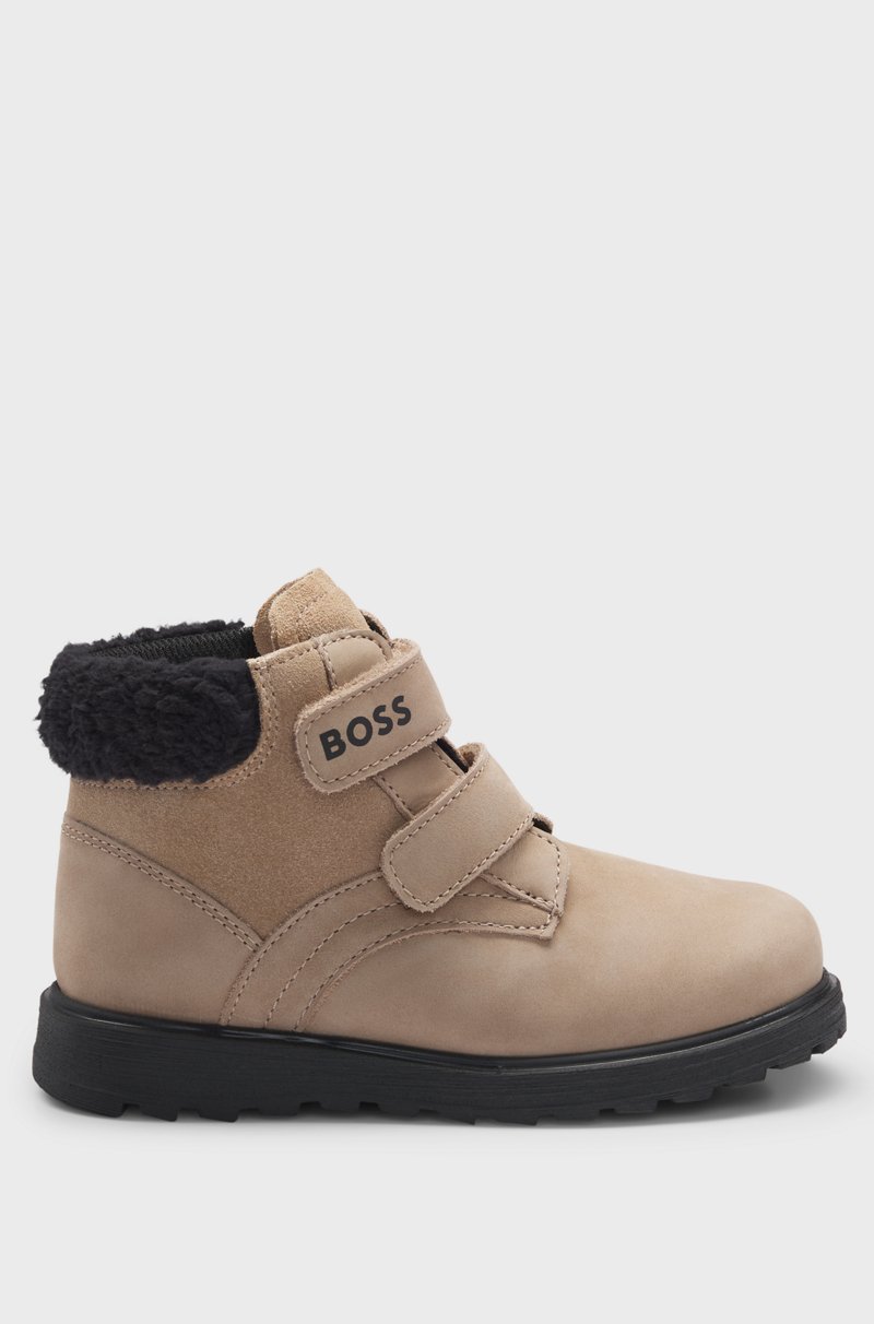 Hugo Boss Botas de piel para niños con cuello de piel de cordero sintética