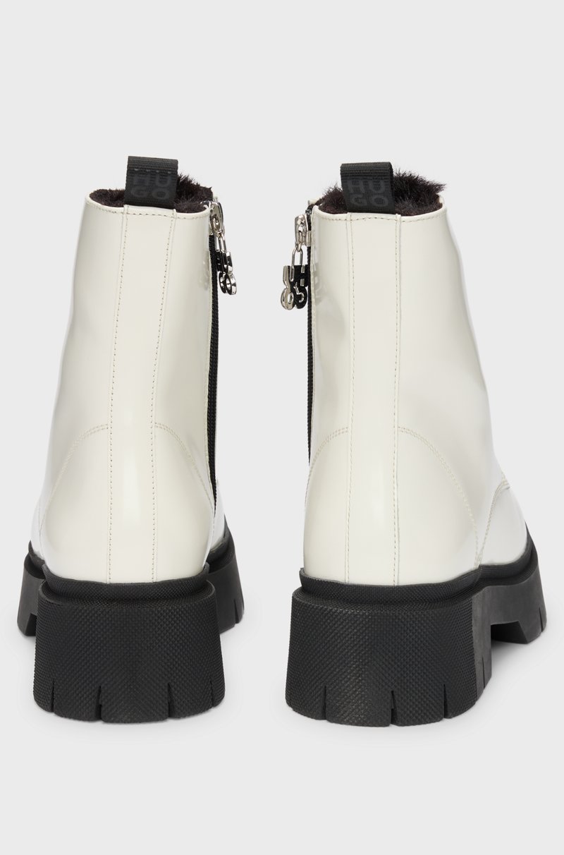 Hugo Boss Botas De Piel Sintética Con Logo En El Cursor De La Cremallera