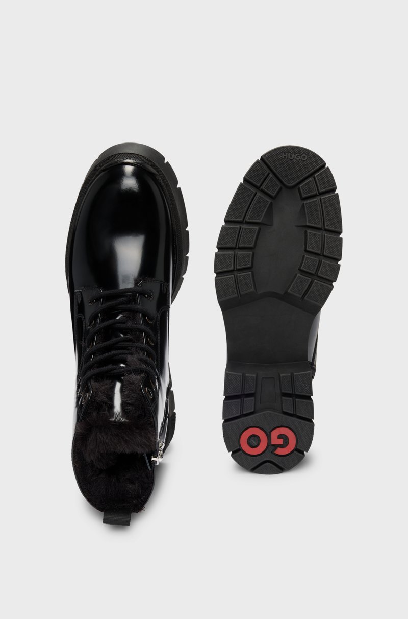 Hugo Boss Botas De Piel Sintética Con Logo En El Cursor De La Cremallera