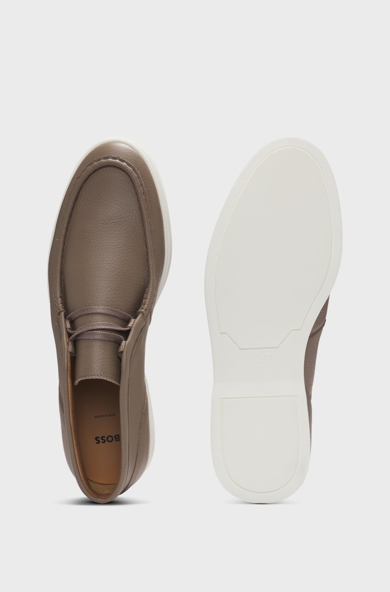 Hugo Boss Botas Safari De Piel Abatanada Con Pala Marcada