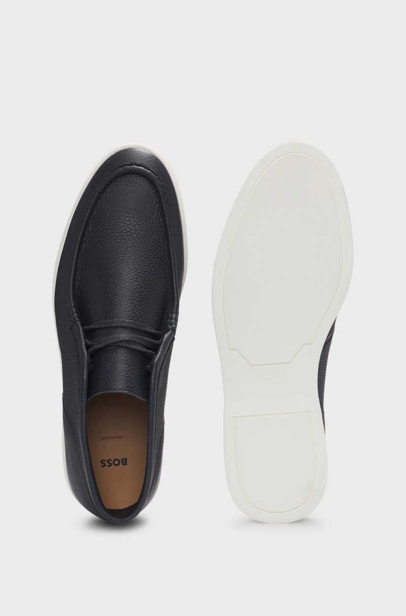 Hugo Boss Botas Safari De Piel Abatanada Con Pala Marcada