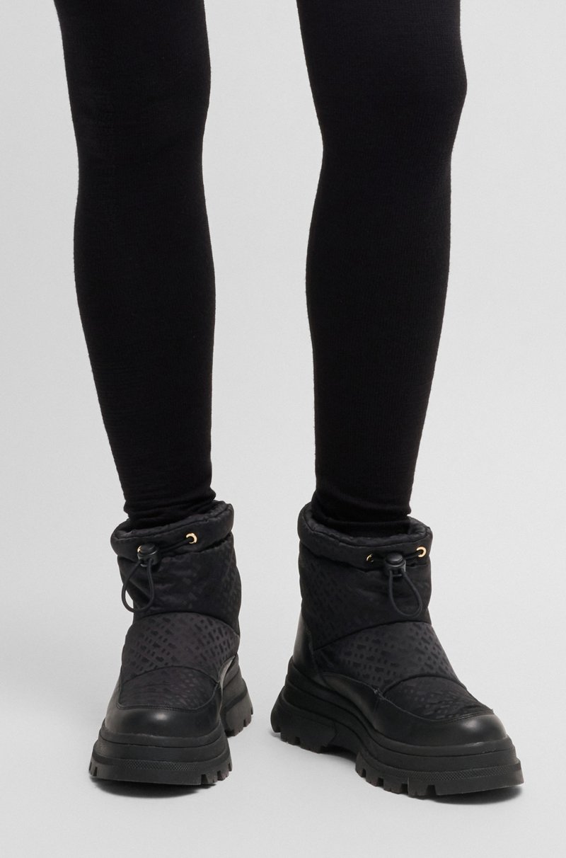 Hugo Boss Botas Slim Fit Con Motivo De Monogramas Y Apliques De Piel