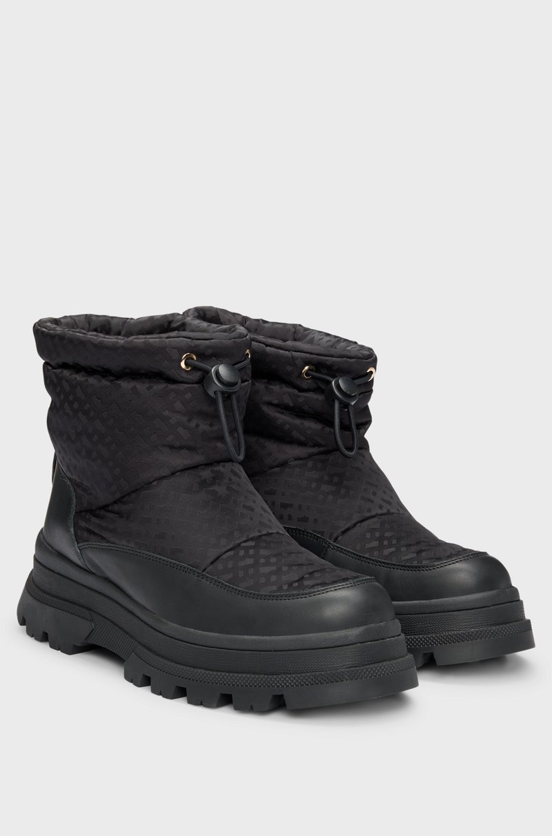 Hugo Boss Botas slim fit con motivo de monogramas y apliques de piel