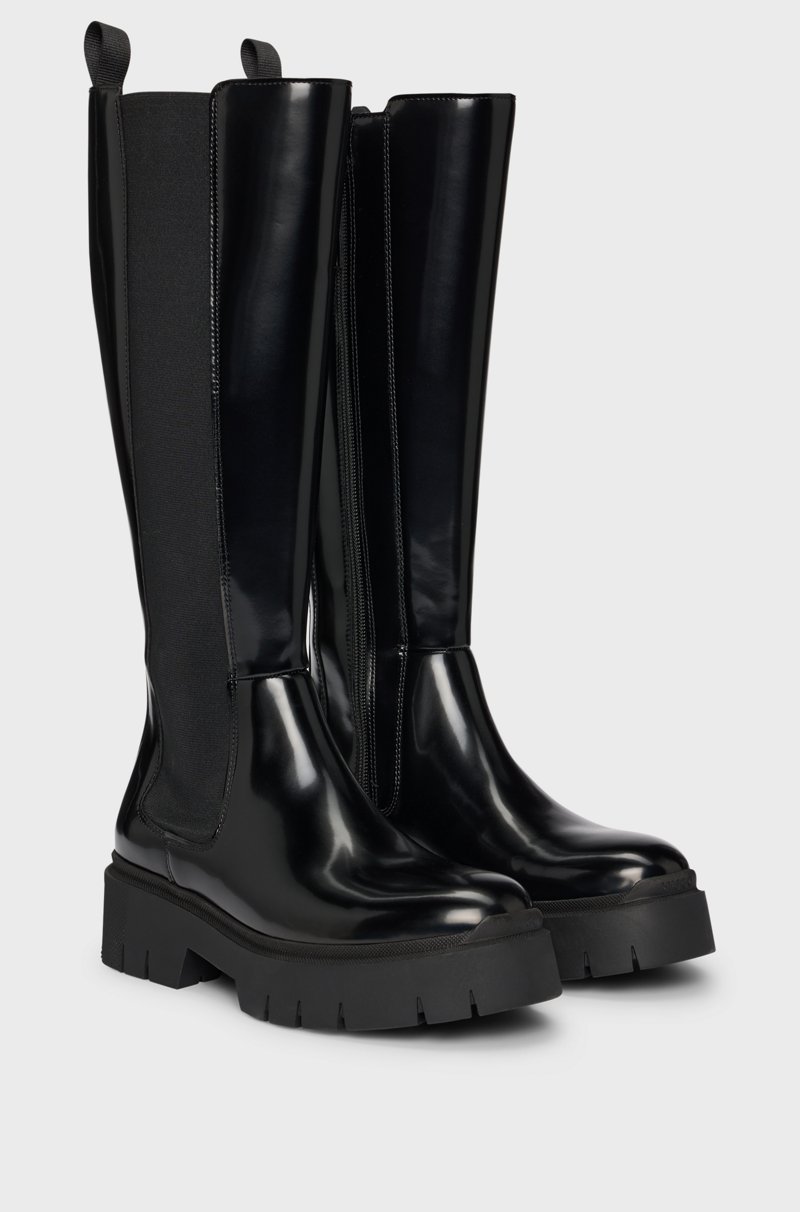 Hugo Boss Botines Chelsea con caña hasta la rodilla en piel sintética