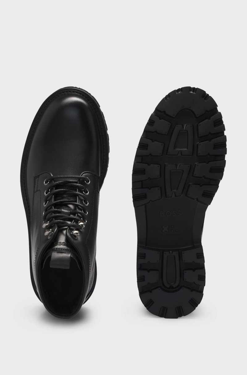 Hugo Boss Botines De Piel Bruñida Con Puntera Marcada