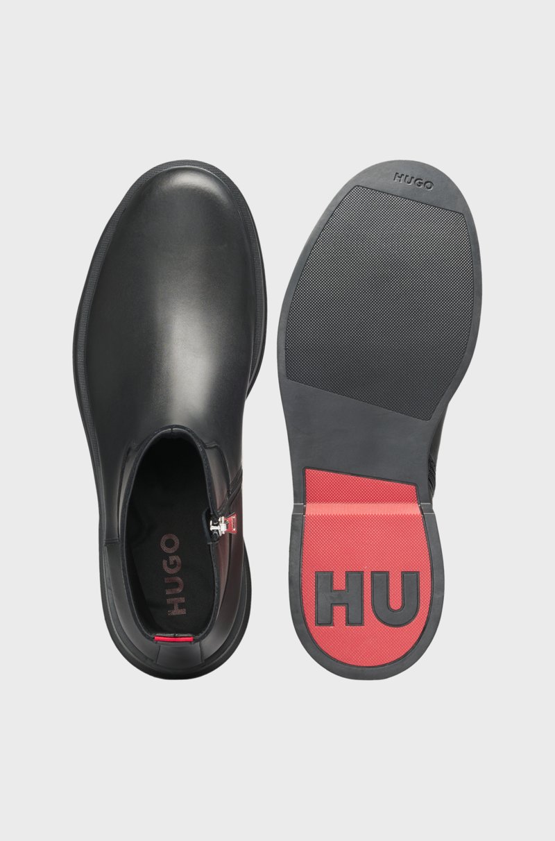 Hugo Boss Botines De Piel Con Cremallera Y Detalles De Costuras