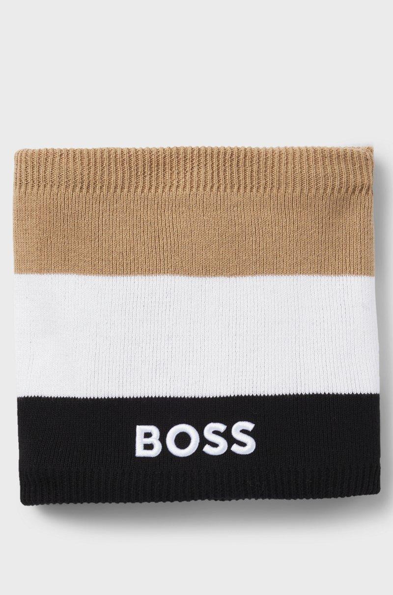 Hugo Boss Braga de cuello para niños con rayas de la marca y logo bordado