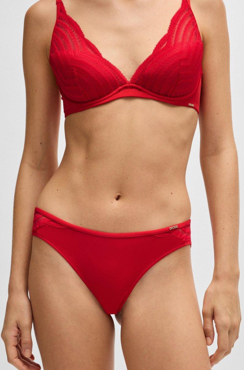 Hugo Boss Braguitas Con Ribete De Encaje Y Detalle De Logo