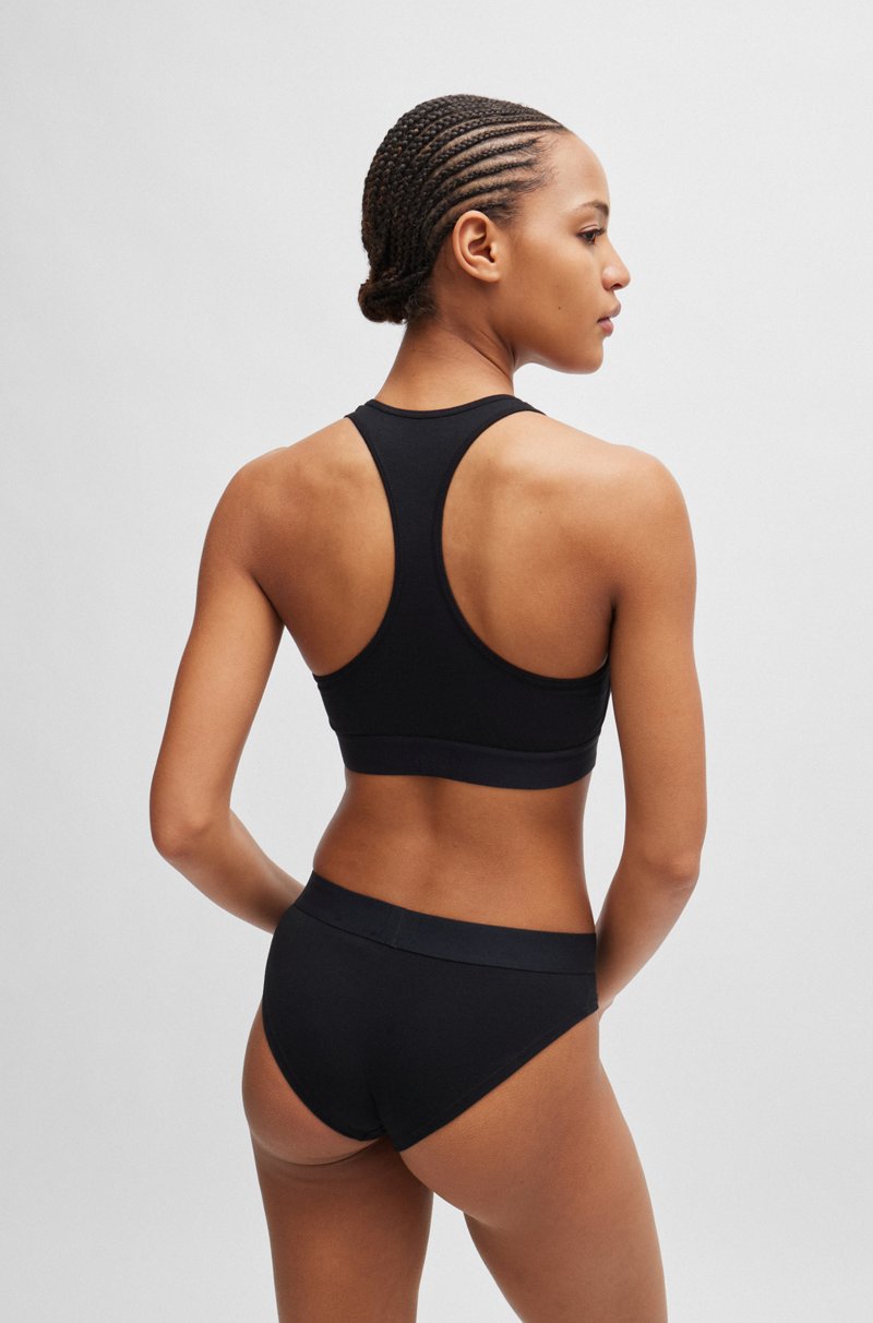 Hugo Boss Braguitas De Tiro Medio En Algodón Elástico Con Etiqueta Con Logo