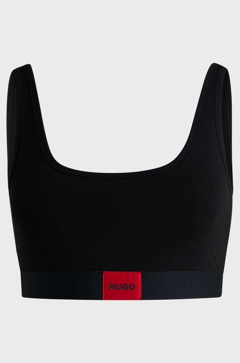 Hugo Boss Bralette De Algodón Elástico Con Etiqueta Con Logo Roja