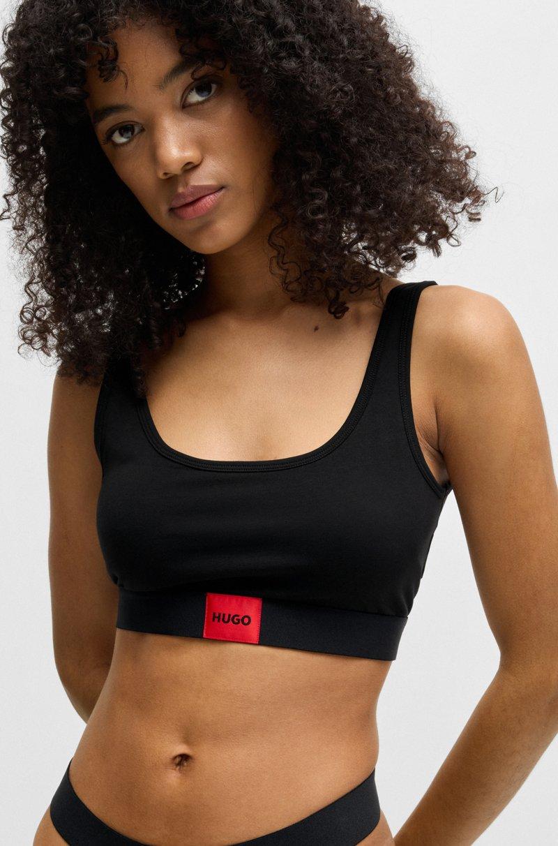 Hugo Boss Bralette De Algodón Elástico Con Etiqueta Con Logo Roja