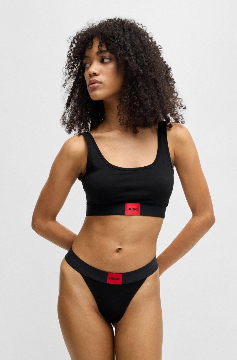 Hugo Boss Bralette de algodón elástico con etiqueta con logo roja