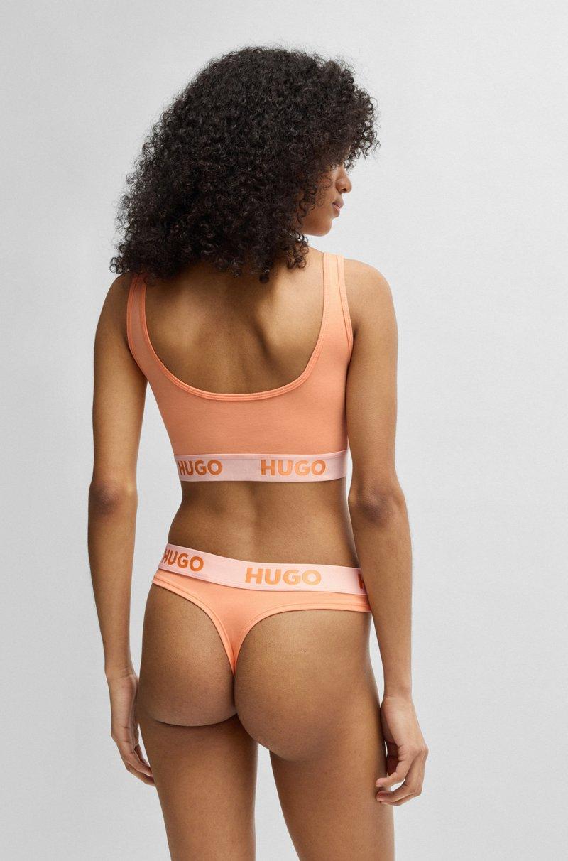 Hugo Boss Bralette De Algodón Elástico Con Logos En La Cinta