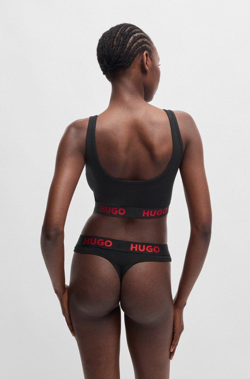 Hugo Boss Bralette De Algodón Elástico Con Logos En La Cinta