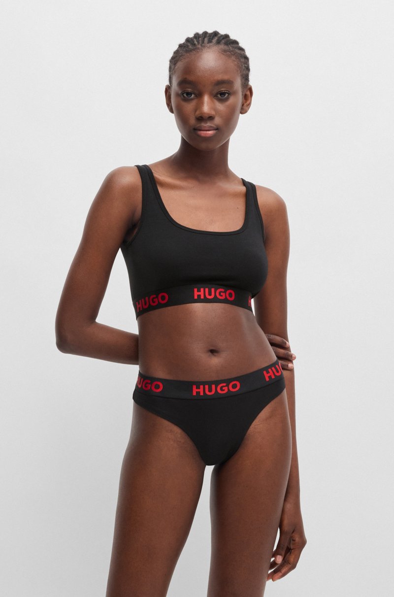 Hugo Boss Bralette de algodón elástico con logos en la cinta