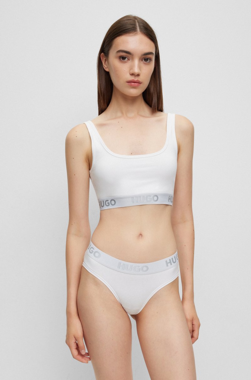 Hugo Boss Bralette de algodón elástico con logos en la cinta