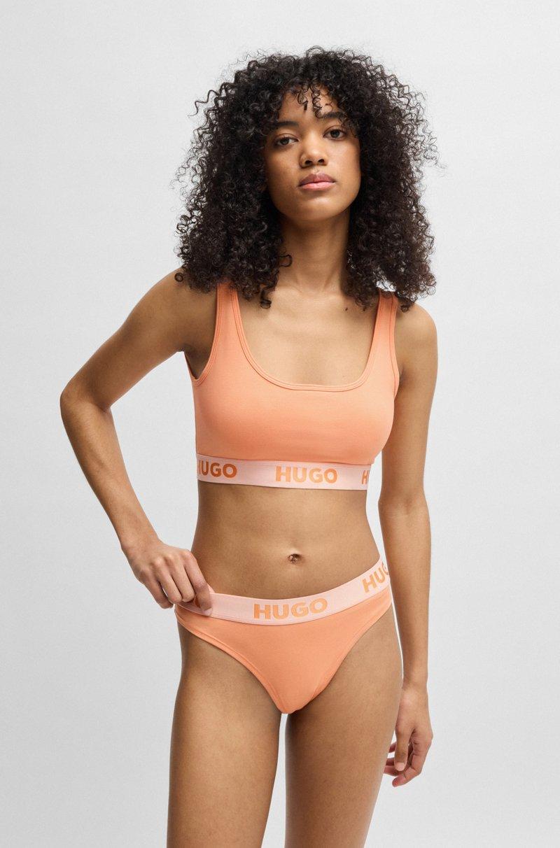 Hugo Boss Bralette de algodón elástico con logos en la cinta