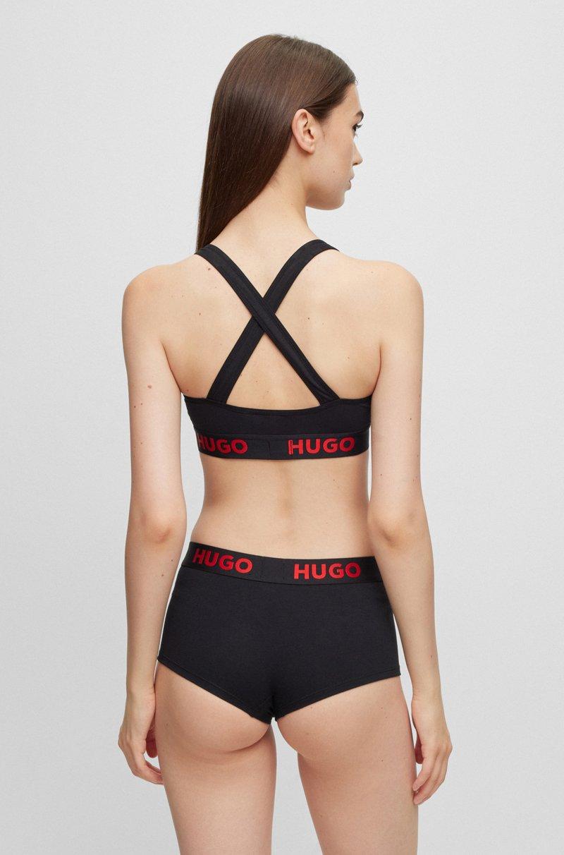 Hugo Boss Bralette De Espalda Cruzada De Algodón Elástico Con Cinta De Logos