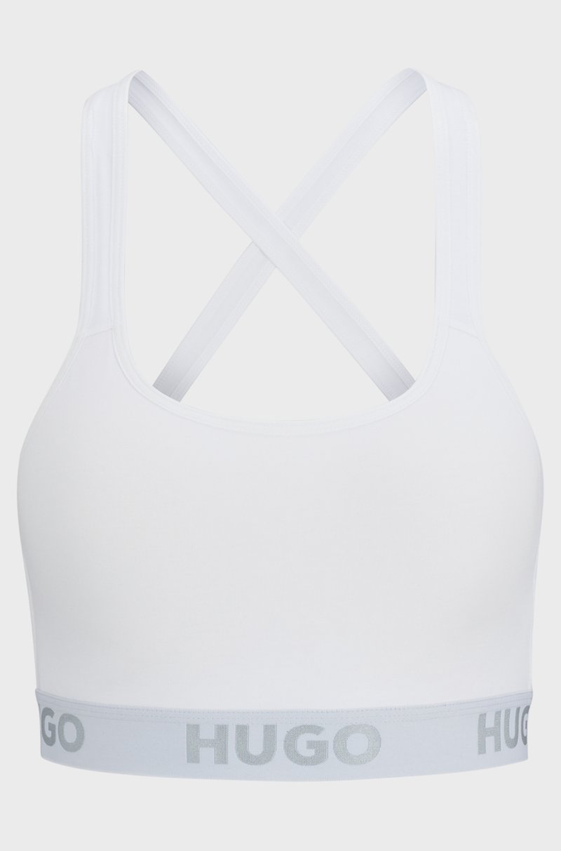Hugo Boss Bralette De Espalda Cruzada De Algodón Elástico Con Cinta De Logos
