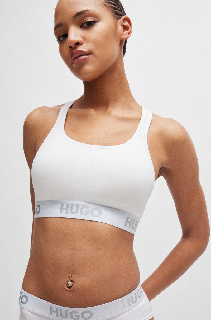 Hugo Boss Bralette De Espalda Cruzada De Algodón Elástico Con Cinta De Logos