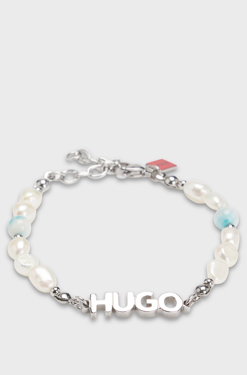 Hugo Boss Brazalete con logo perlas y piedras de colores