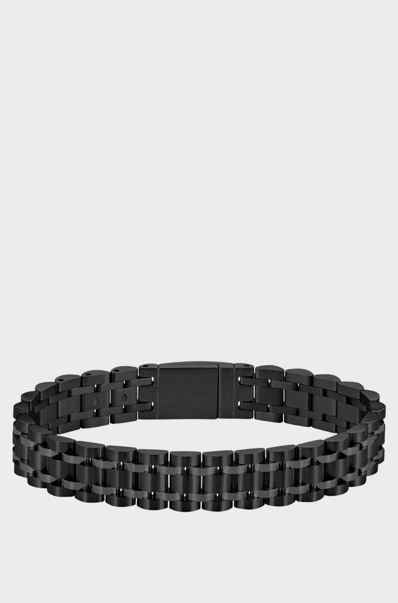 Hugo Boss Brazalete De Acero Negro Con Cierre Magnético Con Logo
