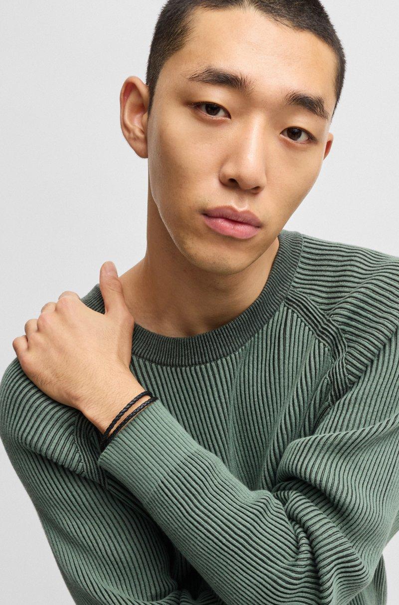 Hugo Boss Brazalete Doble De Piel Trenzada Con Cierre De La Marca